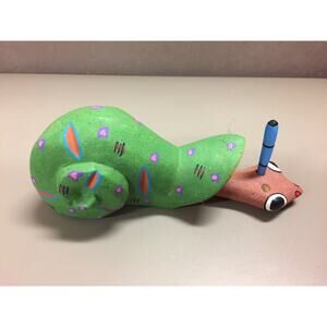 Mexican Oaxacan Alebrije Carved Wood Snail Figure Signed Edilberto Cortes